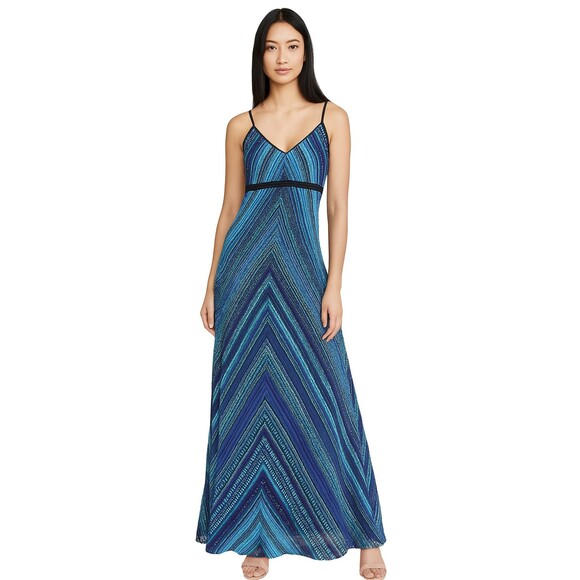 Cache Sz SMALL  Crochet BodyCon Long  Blue Ombre Spaghetti Straps Boho Beachy - Picture 1 of 12